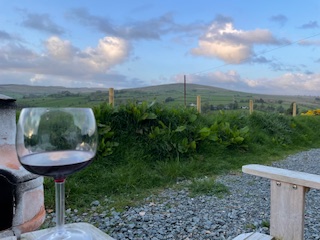 After a hot tub dip, a view, some wine, a fire, yeahhhh...