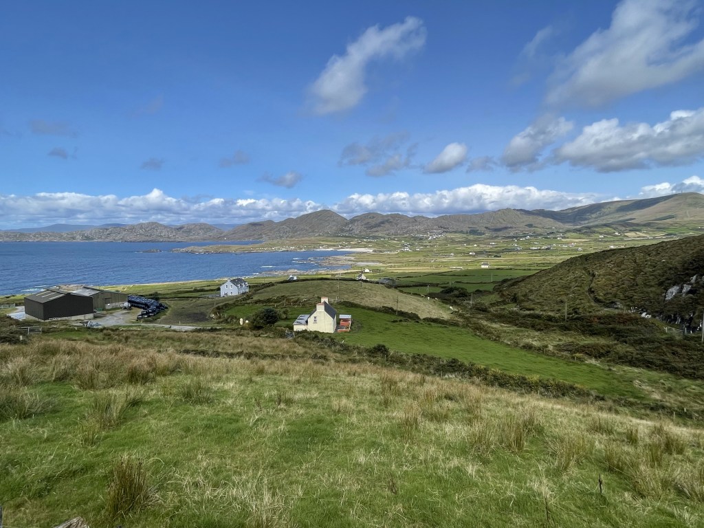 Beara Way view down on Allihies.